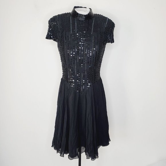 Vintage Nipon Elegant Black Sequin Dress - Picture 3 of 12